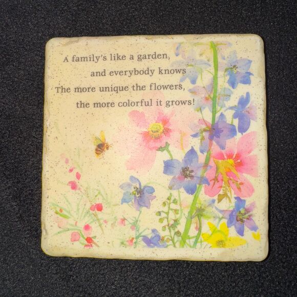 Hallmark Ceramic Tile Plaque Family Like a Garden Butterfly Home Decor Wall Hang - Picture 3 of 8
